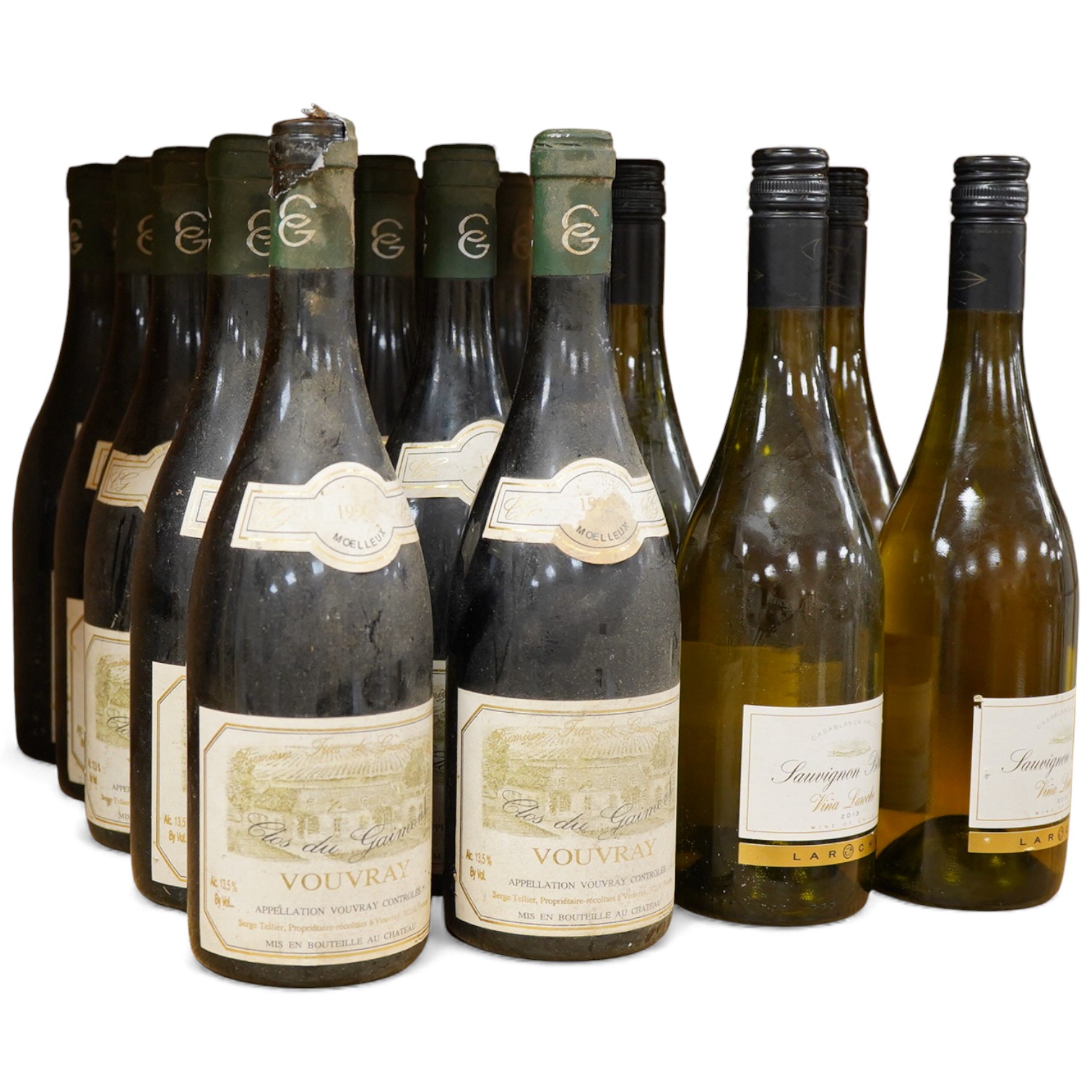 Casablanca Valley Vina Laroche Sauvignon Blanc, 2013, five bottles, and Clos du Gaiment Vouvray, 1990, twelve bottles